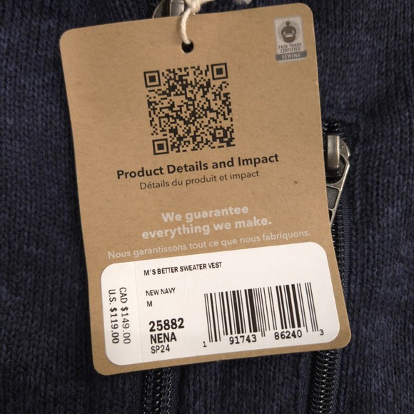 Patagonia Better Sweater Vest Mens M Navy Full Zip Fleece Jacket Company Logo - Picture 12 of 12